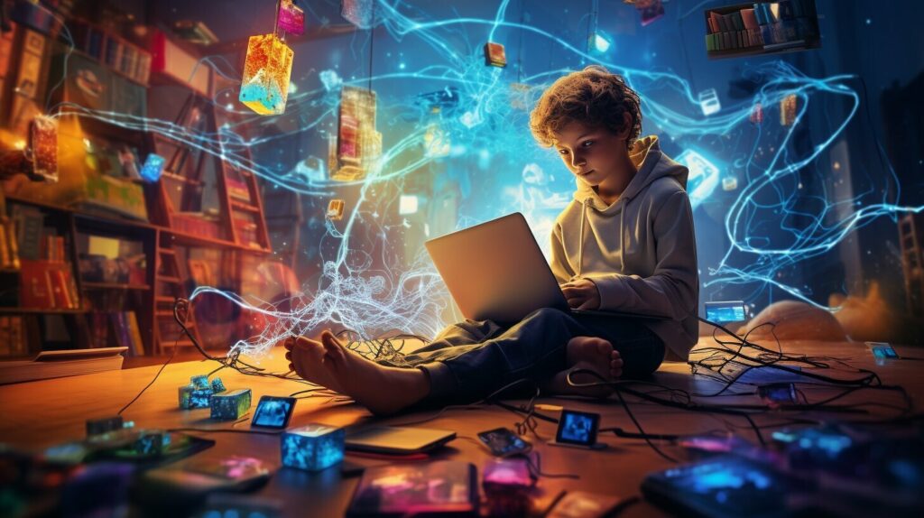 Child exploring technology