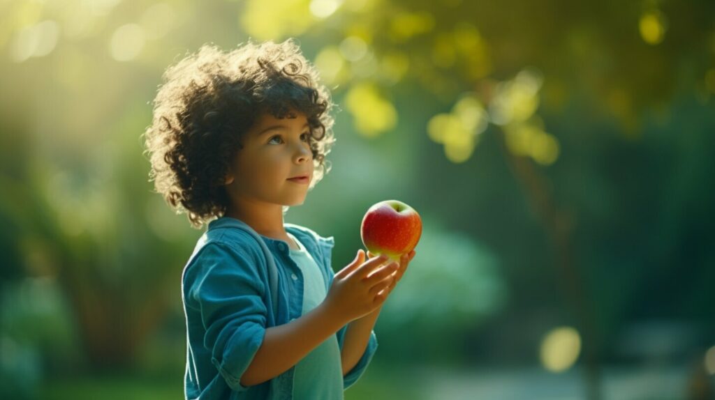 Child holding apple