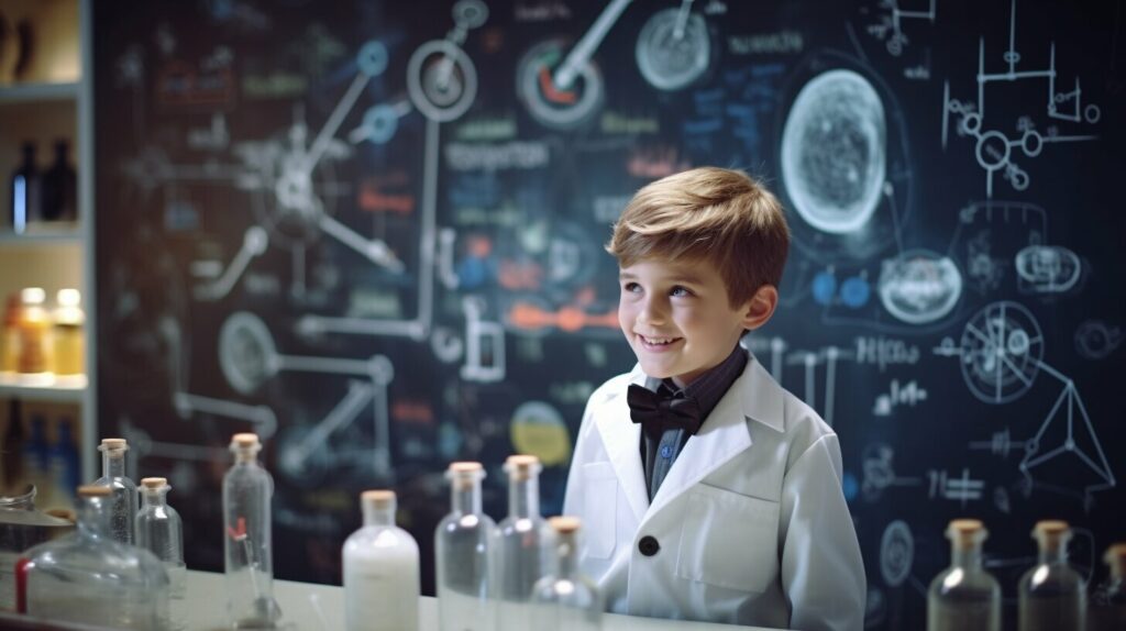 Child learning about science