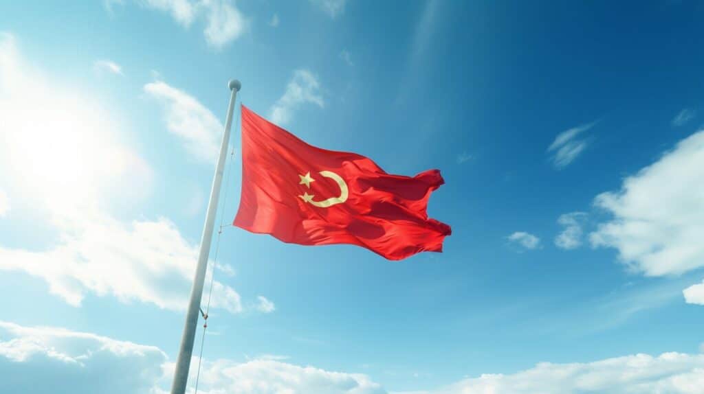 Communist flag waving in the wind