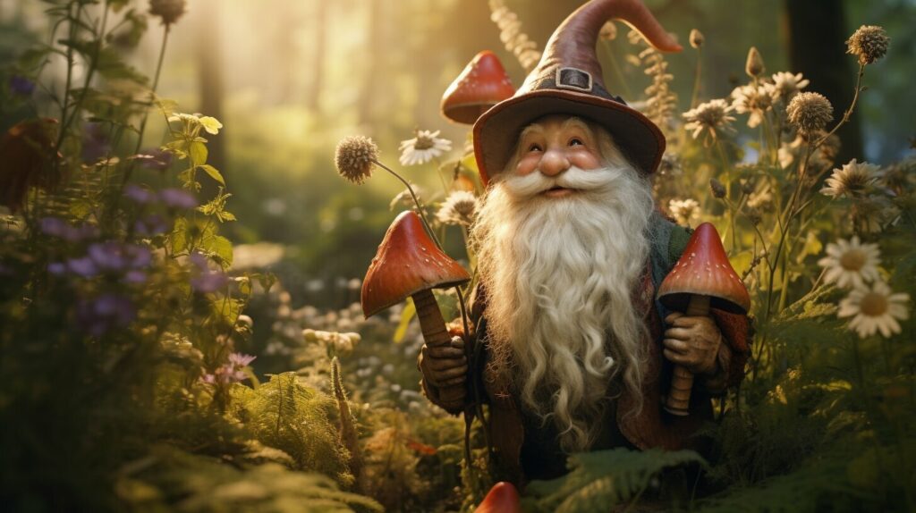 Gnome with a pointy hat and long beard