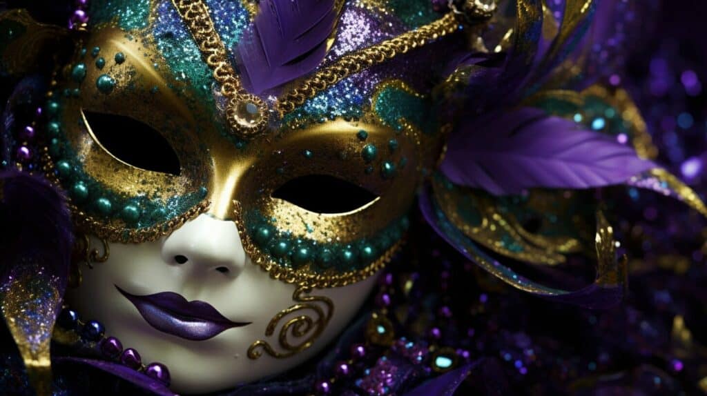 Mardi Gras colors purple, green, and gold