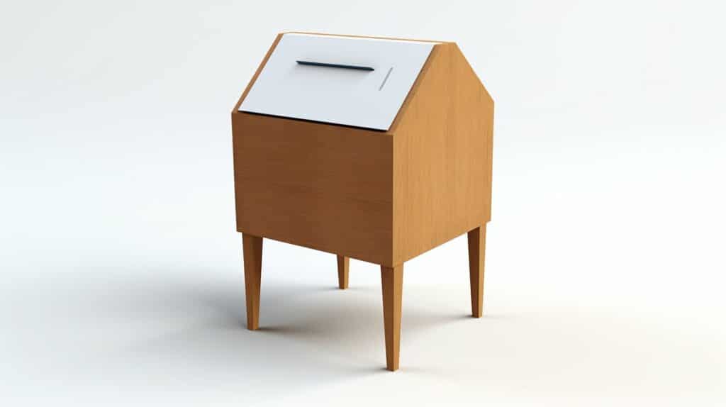 Voting box with ballot paper