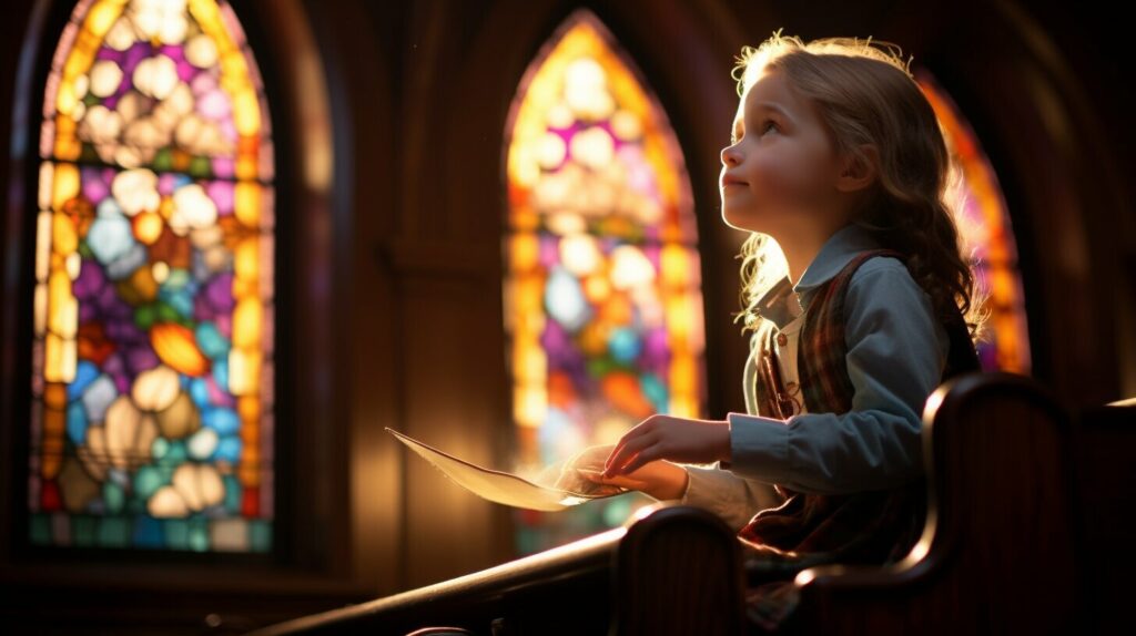 child attending church service