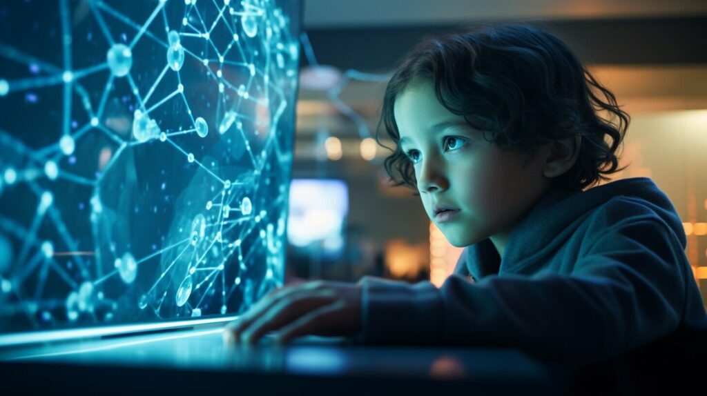 child exploring deep learning on a computer