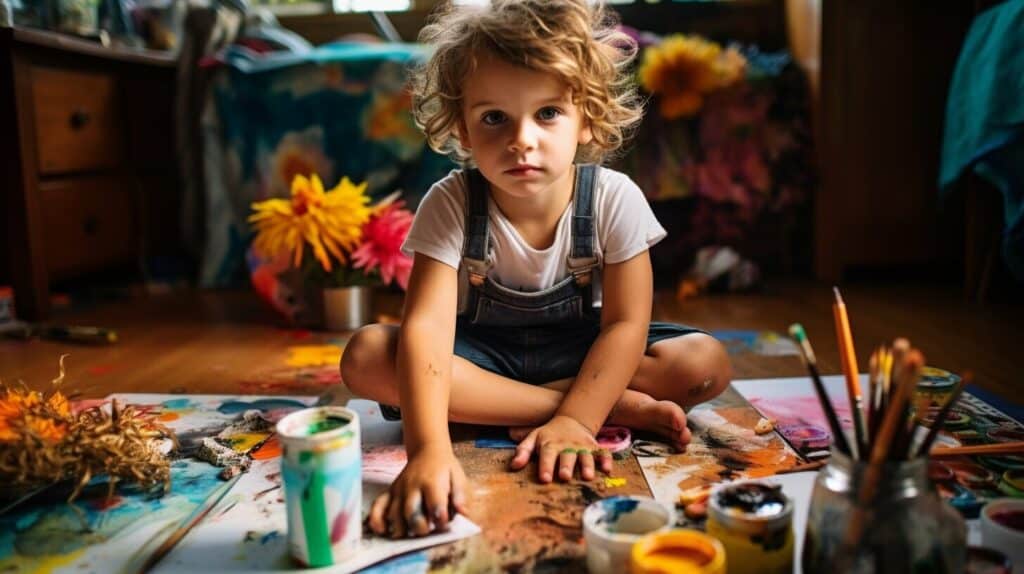 child expressing creativity through art