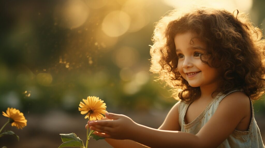 child holding flower